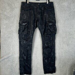 RockSmith AOP Cargo Pants Size 36x33 Baggy Slim Streetwear